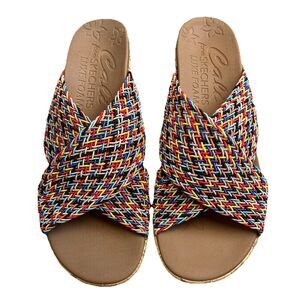 Skechers Luxe Foam Cork Wedge Beverlee Vacation Mode Colorful Woven Women’s Sz 8